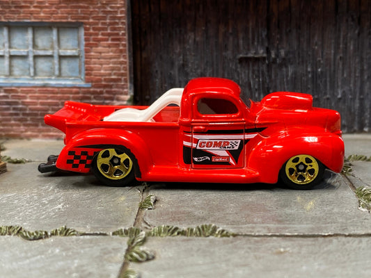 Loose Hot Wheels - 1940 Ford Drag Truck - Red and White Comp Cams