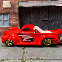 Loose Hot Wheels - 1940 Ford Drag Truck - Red and White Comp Cams