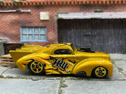 Loose Hot Wheels - 1941 Willys Coup Drag Car - Gold HW with Flames