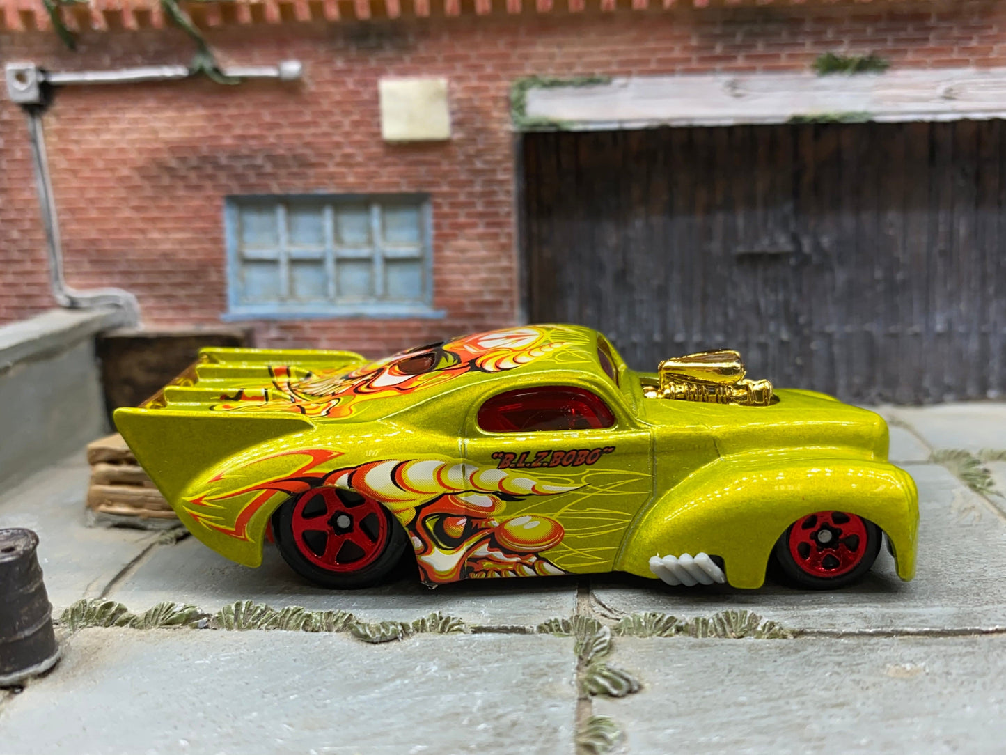 Loose Hot Wheels - 1941 Willys Coup Drag Car - Green BLZ BOBO Skull