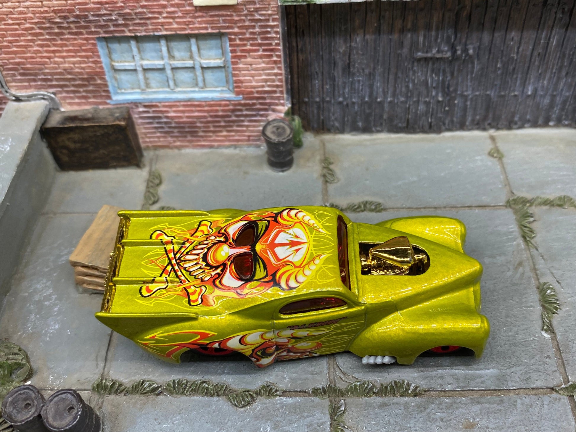 Loose Hot Wheels - 1941 Willys Coup Drag Car - Green BLZ BOBO Skull