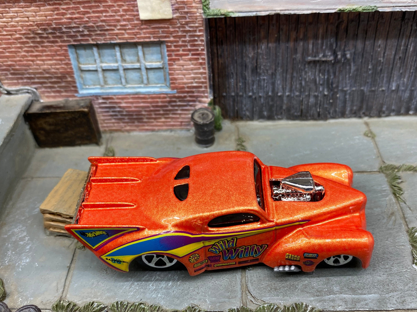 Loose Hot Wheels - 1941 Willys Coup Drag Car - Wild Willy Orange and Yellow