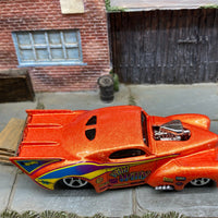 Loose Hot Wheels - 1941 Willys Coup Drag Car - Wild Willy Orange and Yellow