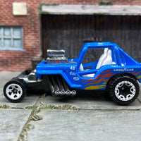 Loose Hot Wheels - 1942 Willys MB Mud Bog Jeep - Blue and White