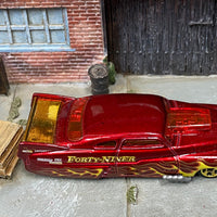 Loose Hot Wheels - 1949 Drag Merc Mercury Drag Sled - Dark Red with Flames