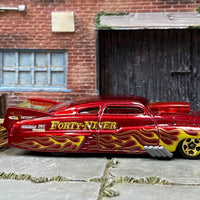Loose Hot Wheels - 1949 Drag Merc Mercury Drag Sled - Dark Red with Flames