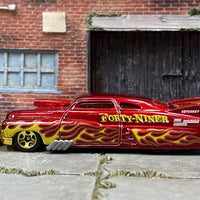 Loose Hot Wheels - 1949 Drag Merc Mercury Drag Sled - Dark Red with Flames