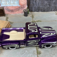 Loose Hot Wheels 1949 Ford F100 Pick Up Truck Dressed In Purple and White