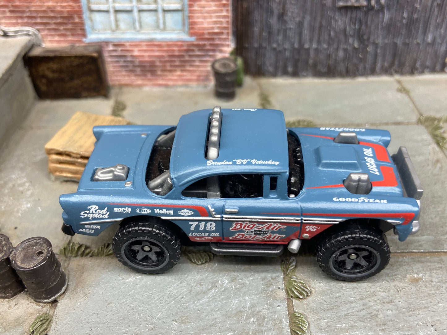 Loose Hot Wheels: 1955 Chevy Big Air Bel Air 4x4 in Blue Gray