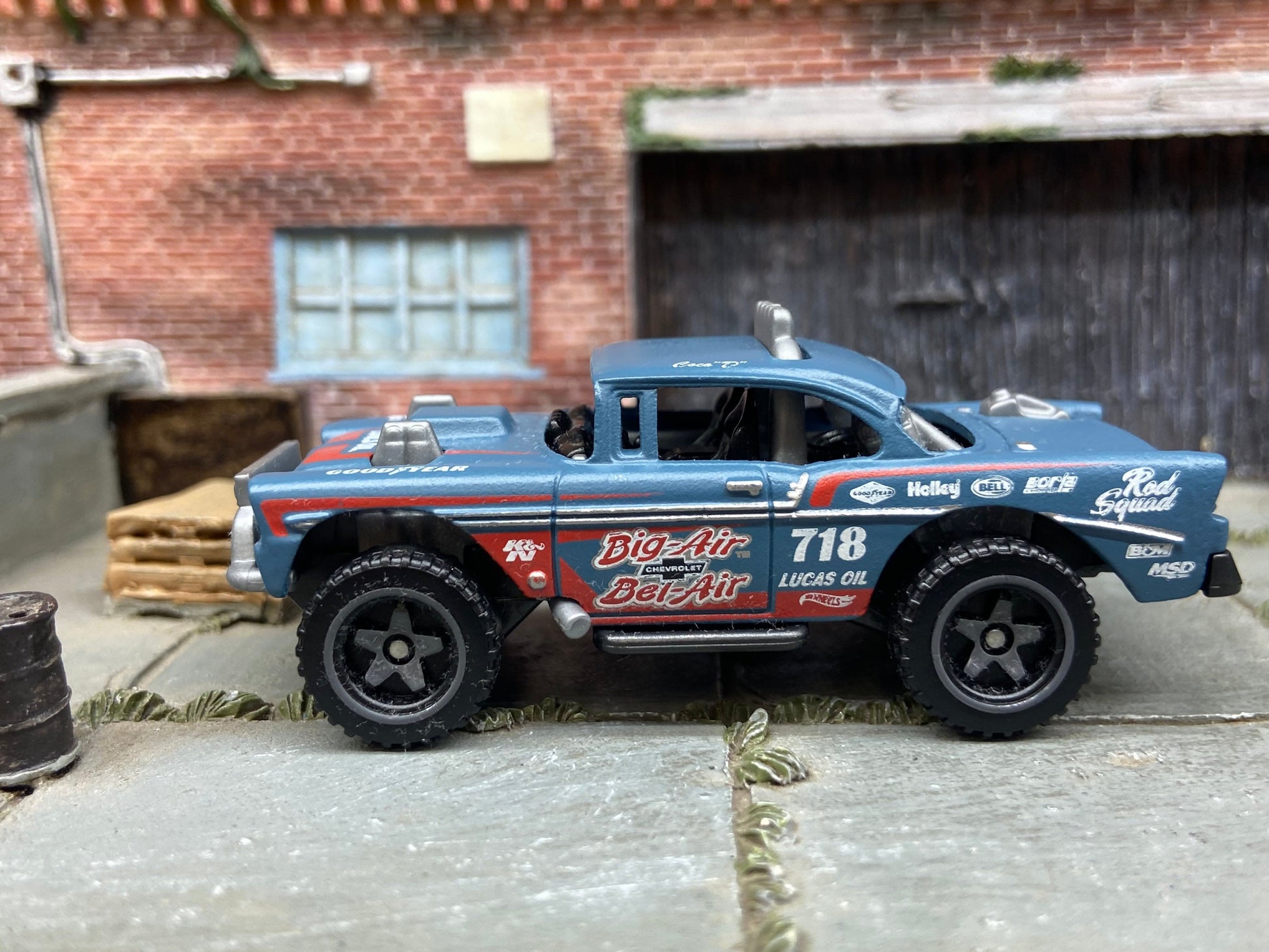 Loose Hot Wheels: 1955 Chevy Big Air Bel Air 4x4 in Blue Gray