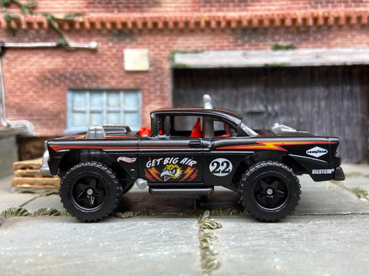 Loose Hot Wheels -1955 Chevy Big Air Bel Air 4x4 - Satin Black and Red
