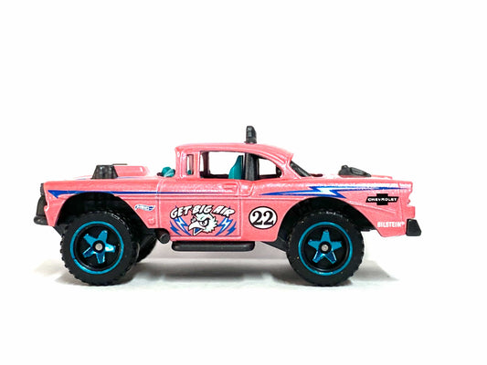 Loose Hot Wheels -1955 Chevy Big Air Bel Air 4x4 - Pink and Blue
