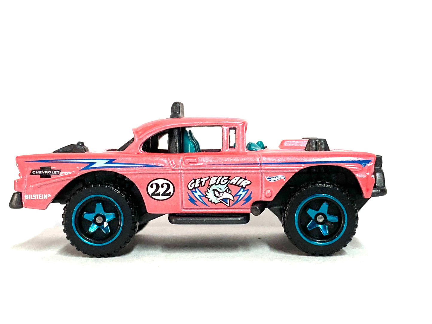 Loose Hot Wheels -1955 Chevy Big Air Bel Air 4x4 - Pink and Blue