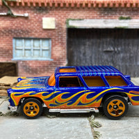 Loose Hot Wheels 1955 Chevy Nomad Dressed in Blue with Flames