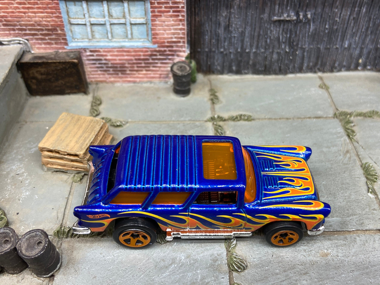 Loose Hot Wheels - 1955 Chevy Nomad - Blue with Flames