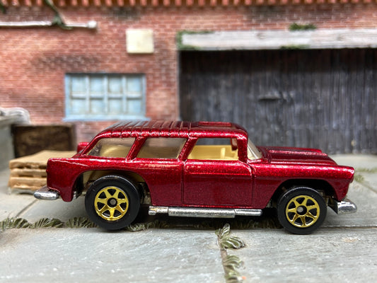 Loose Hot Wheels - 1955 Chevy Nomad - Dark Red and Tan