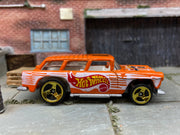 Loose Hot Wheels 1955 Chevy Nomad Dressed in Hot Wheels Orange and White Livery