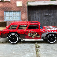 Loose Hot Wheels 1955 Chevy Nomad Dressed in Red Speed Shop Livery