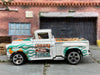 Loose Hot Wheels 1956 Chevy Pick Up Truck Dressed in White, Green and Orange Lathien