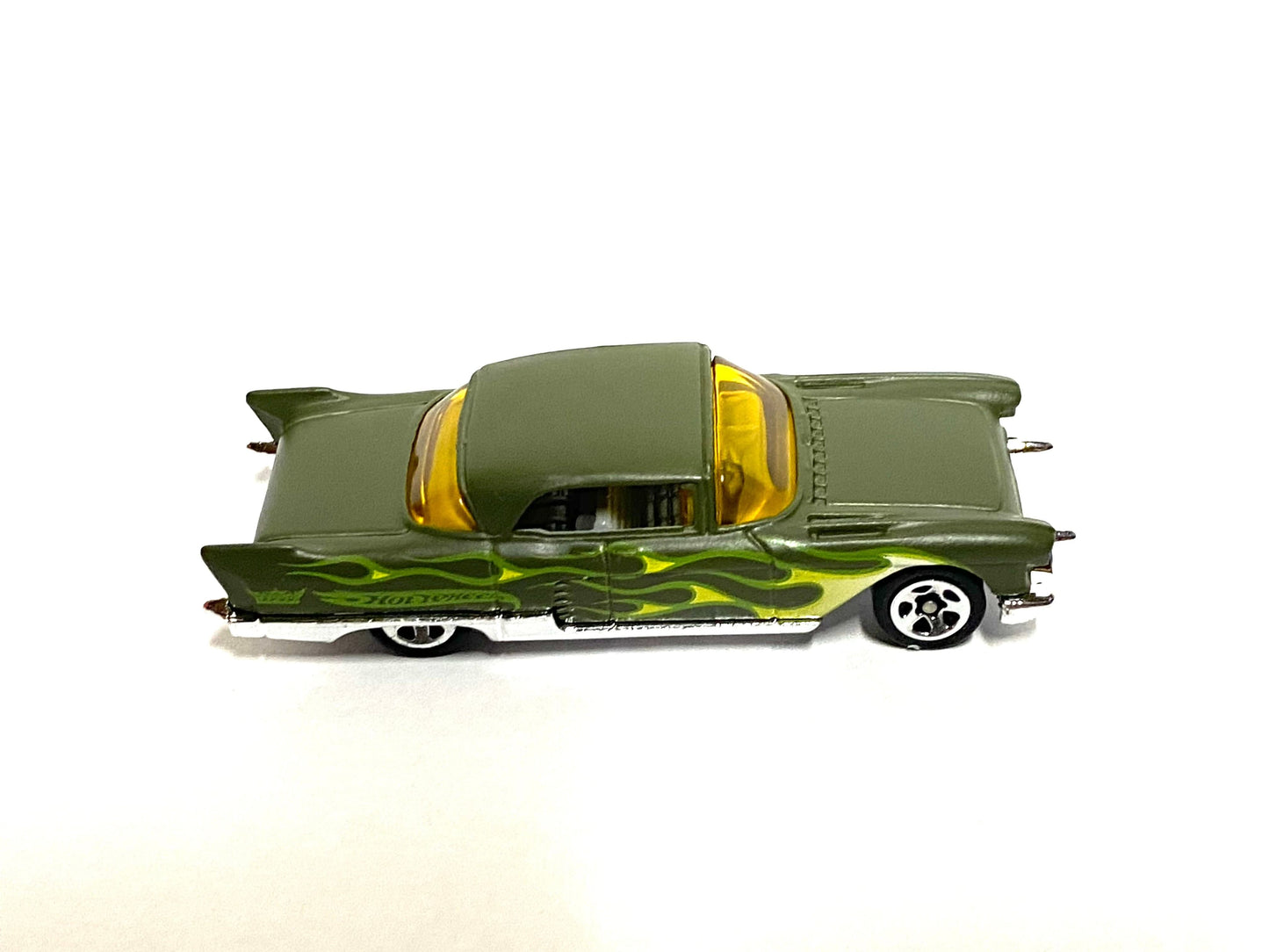 Loose Hot Wheels - 1957 Cadillac Brougham - Satin Green with Flames