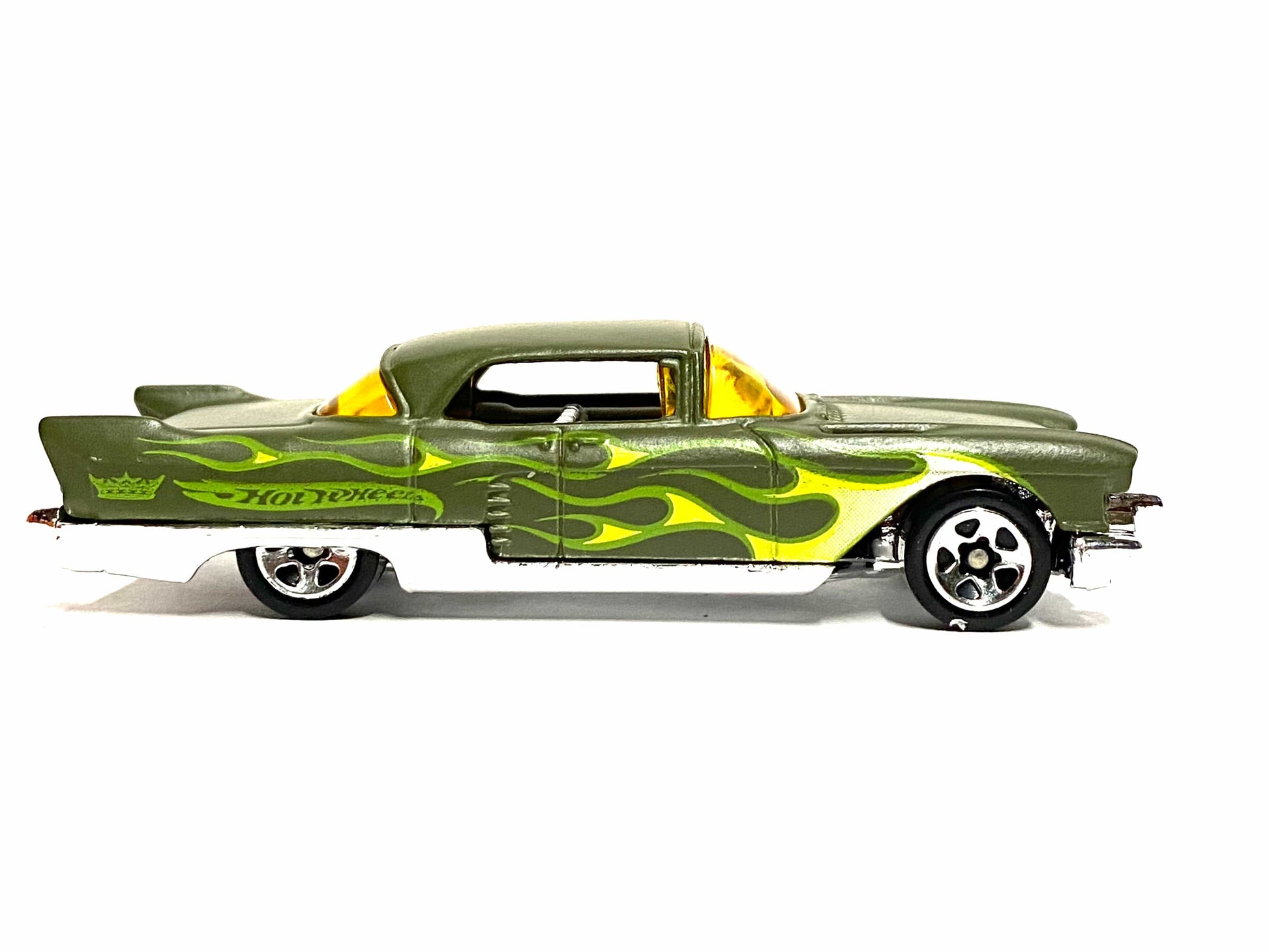 Loose Hot Wheels - 1957 Cadillac Brougham - Satin Green with Flames