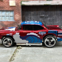 Loose Hot Wheels 1957 Chevy Dressed in Dark Red Ride Yourself Wild Livery