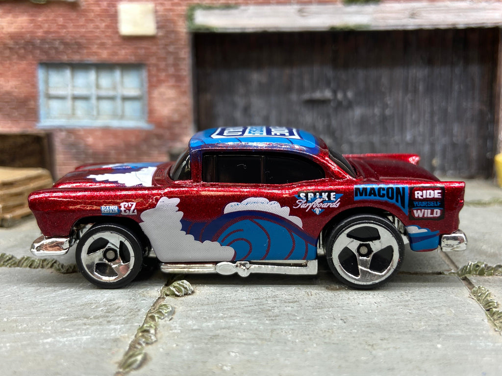 Loose Hot Wheels 1957 Chevy Dressed in Dark Red Ride Yourself Wild Livery