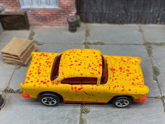 Loose Hot Wheels - 1957 Chevy - Yellow and Red Splatter Paint