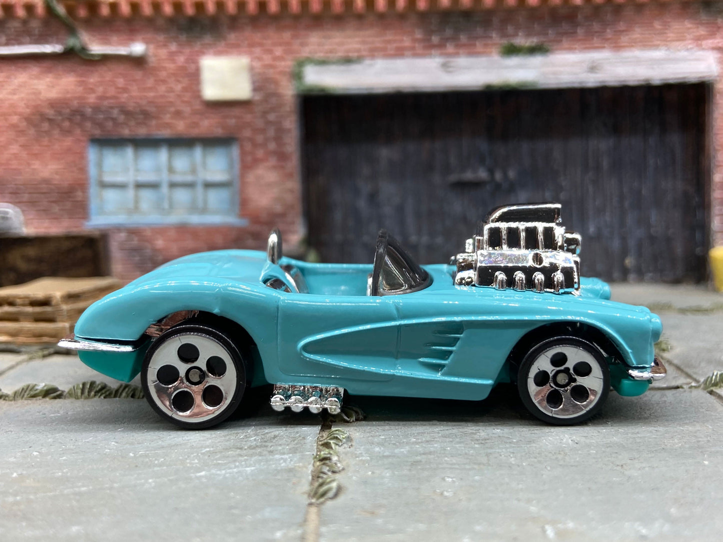 Loose Hot Wheels 1958 Chevy Corvette Motor Hood Dressed in Light Blue