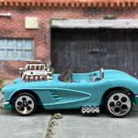 Loose Hot Wheels 1958 Chevy Corvette Motor Hood Dressed in Light Blue