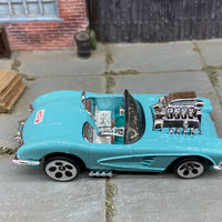 Loose Hot Wheels 1958 Chevy Corvette Motor Hood Dressed in Light Blue