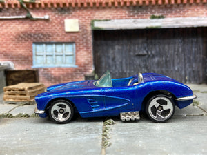 Loose Hot Wheels 1958 Chevy Corvette Opening Hood Dressed in Blue