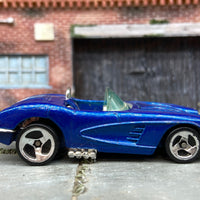 Loose Hot Wheels 1958 Chevy Corvette Opening Hood Dressed in Blue