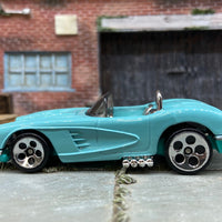 Loose Hot Wheels 1958 Chevy Corvette Opening Hood Dressed in Light Blue