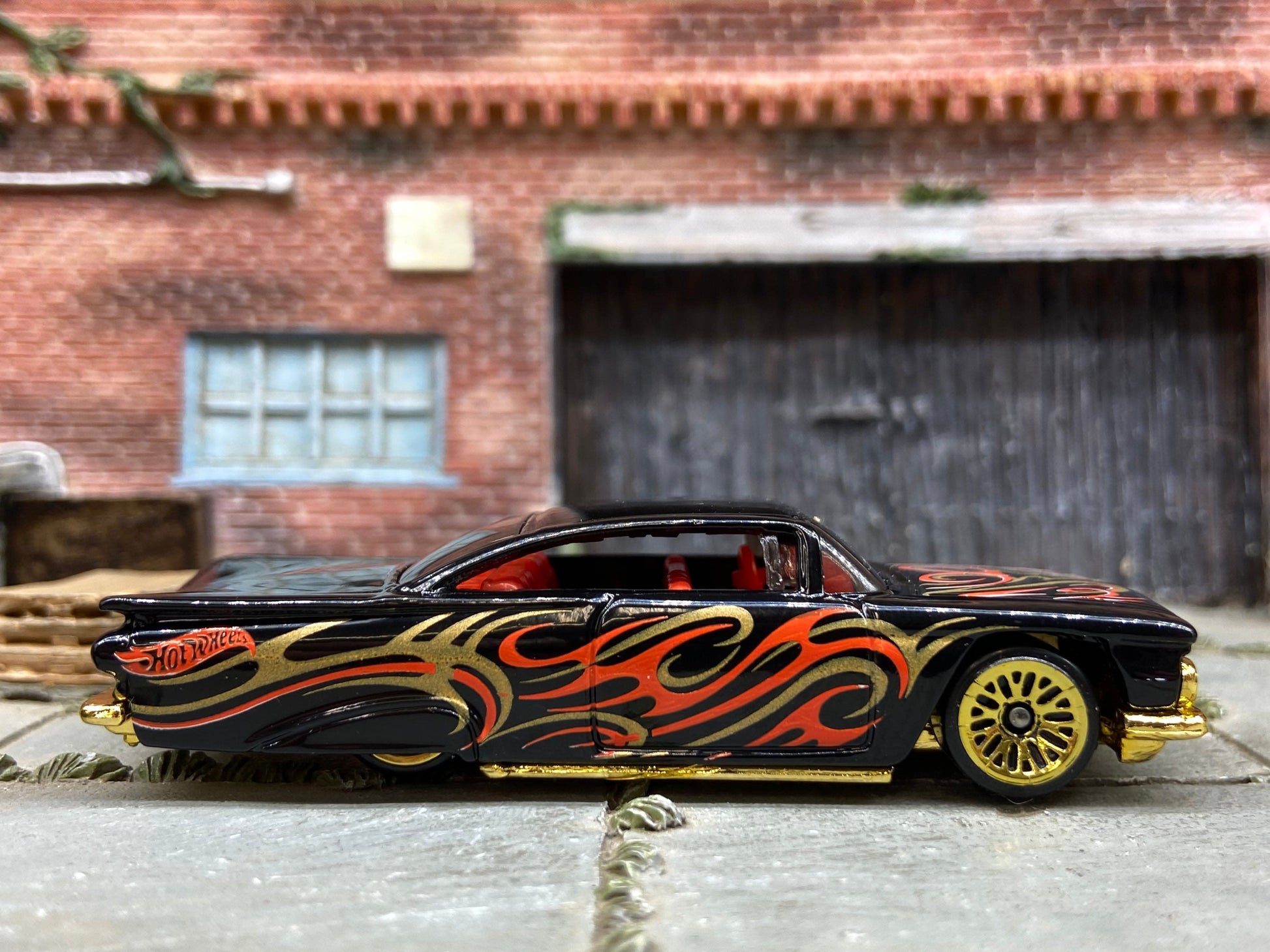 Loose Hot Wheels - 1959 Chevy Impala - Black, Gold and Red Tribal Livery