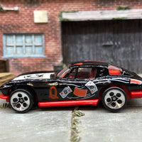 Loose Hot Wheels 1963 Chevy Corvette Dressed in Black and Red Quenn of Hearts Livery