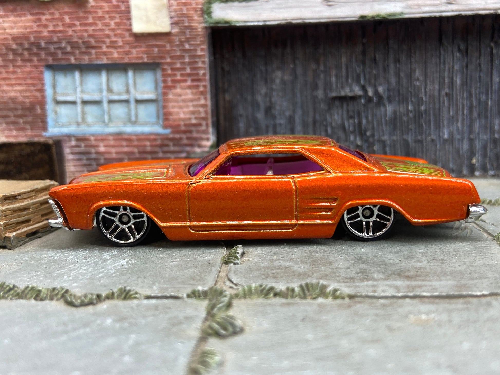Loose Hot Wheels -1964 Buick Rivera Lowrider - Orange With Flames