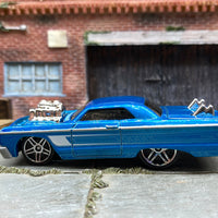 Loose Hot Wheels 1964 Chevy Impala - Pipes and Supercharger Blue and White