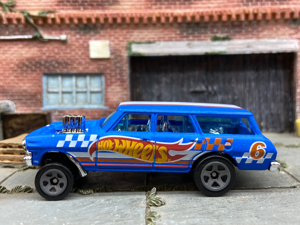 Loose Hot Wheels - 1964 Chevy Nova Station Wagon Gasser - Hot Wheels Red,  White and Blue Livery