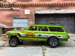 Loose Hot Wheels 1964 Chevy Nova Station Wagon Gasser Dressed in Southeast Gassers Satin Green Livery
