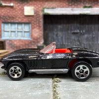 Loose Hot Wheels 1965 Chevy Corvette Dressed in Black with Red