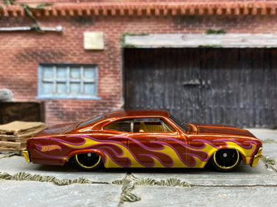Loose Hot Wheels 1965 Chevy Impala - Brown with Flames