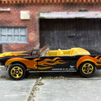 Loose Hot Wheels 1965 Ford Mustang Convertible Dressed in Black with Flames