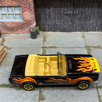 Loose Hot Wheels 1965 Ford Mustang Convertible Dressed in Black with Flames