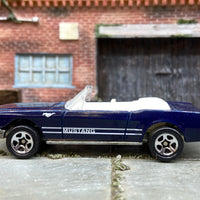 Loose Hot Wheels 1965 Ford Mustang Convertible Dressed in Dark Blue and White