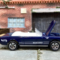 Loose Hot Wheels 1965 Ford Mustang Convertible Dressed in Dark Blue and White