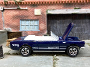 Loose Hot Wheels 1965 Ford Mustang Convertible Dressed in Dark Blue and White