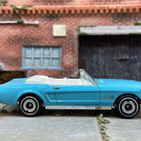 Loose Hot Wheels 1965 Ford Mustang Convertible Dressed in Light Blue and White