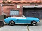 Loose Hot Wheels 1965 Ford Mustang Convertible Dressed in Light Blue and White