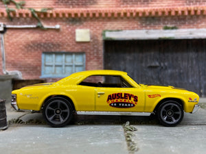 Loose Hot Wheels 1967 Chevy Chevelle SS Dressed in Yellow and Black Ausley's Livery